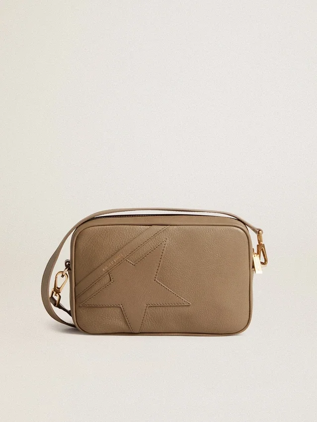 Star Bag din piele verde salvie cu stea ton pe ton