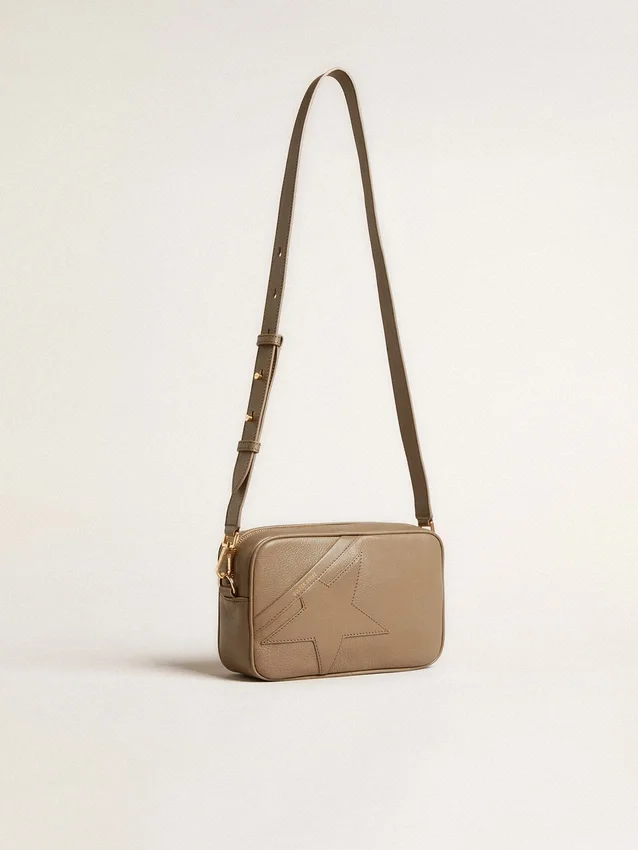 Star Bag din piele verde salvie cu stea ton pe ton