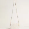 Star Bag mini din piele alb-unt cu stea ton pe ton