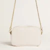 Star Bag mini din piele alb-unt cu stea ton pe ton