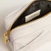 Star Bag mini din piele alb-unt cu stea ton pe ton