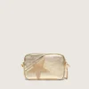 Star Bag mini din piele de culoare platină cu stea Swarovski
