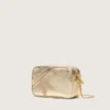 Star Bag mini din piele de culoare platină cu stea Swarovski