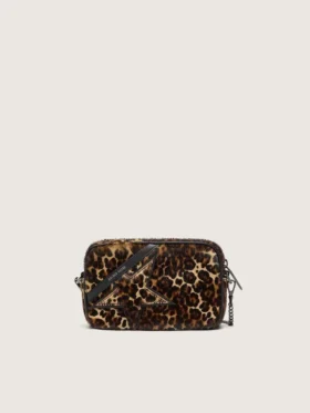 Star Bag mini din piele de ponei cu imprimeu animalier și stea ton pe ton