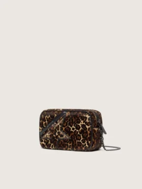 Star Bag mini din piele de ponei cu imprimeu animalier și stea ton pe ton