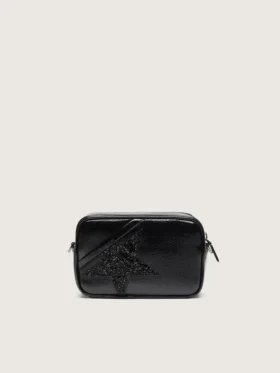 Star Bag mini din piele neagră cu stea din cristal Swarovski