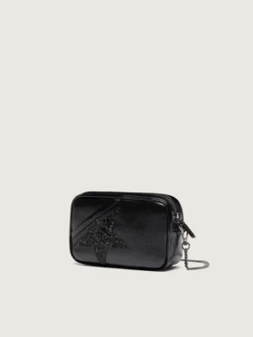 Star Bag mini din piele neagră cu stea din cristal Swarovski