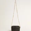 Star Bag mini din piele neagră cu stea ton pe ton