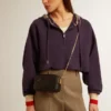 Star Bag mini din piele neagră cu stea ton pe ton