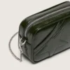 Star Bag mini din piele neagră cu stea ton pe ton