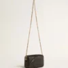 Star Bag mini din piele neagră cu stea ton pe ton