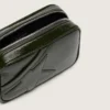 Star Bag mini din piele neagră cu stea ton pe ton