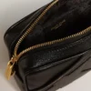 Star Bag mini din piele neagră cu stea ton pe ton