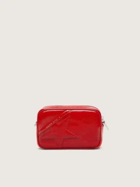Star Bag mini pentru femei din piele vopsită în roșu, cu stea ton pe ton
