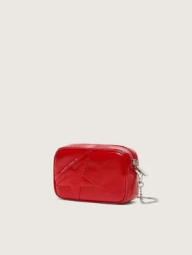Star Bag mini pentru femei din piele vopsită în roșu, cu stea ton pe ton