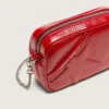 Star Bag mini pentru femei din piele vopsită în roșu, cu stea ton pe ton