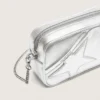 Star Bag pentru femei din piele laminată argintie cu stea ton pe ton