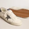 Super-Star din piele nappa cu stea și bandă de la călcâi din piele de căprioară gri