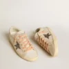 Super-Star LTD din piele cu stea din piele de căprioară bej cu ținte Swarovski