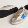 Super-Star LTD pentru bărbați din piele de căprioară argintie metalizată, cu stea din piele și bandă din piele de căprioară pe călcâi