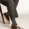 Super-Star Penstar pentru bărbați din piele de căprioară maro cu o stea platinată