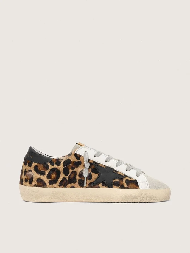 Super-Star pentru femei din piele cu imprimeu leopard