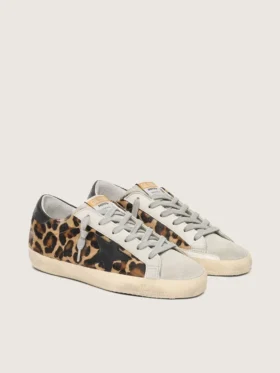 Super-Star pentru femei din piele cu imprimeu leopard