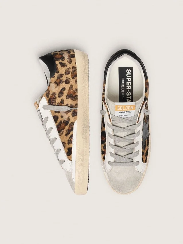 Super-Star pentru femei din piele cu imprimeu leopard