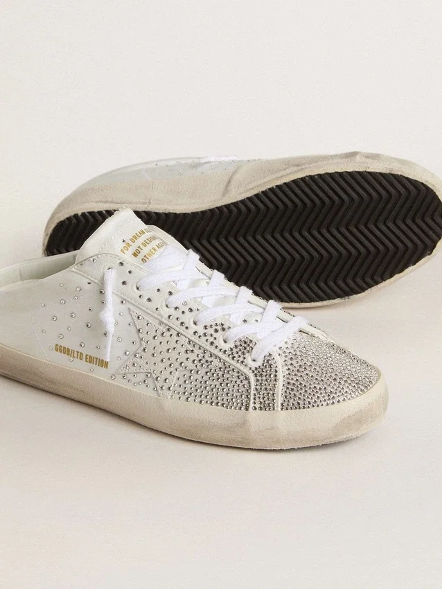 Super-Star Sabot LTD pentru femei, cu stea din piele de căprioară gri și cristale Swarovski
