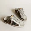 Super-Star Sabot pentru femei din piele de ponei cu imprimeu leopard și stea neagră