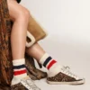 Super-Star Sabot pentru femei din piele de ponei cu imprimeu leopard și stea neagră