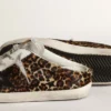 Super-Star Sabot pentru femei din piele de ponei cu imprimeu leopard și stea neagră