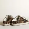 Super-Star Sabot pentru femei din piele de ponei cu imprimeu leopard și stea neagră