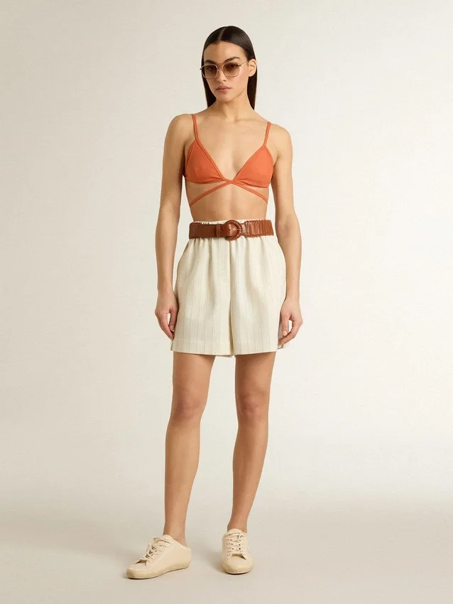 Super-Star Sabot pentru femei din pânză bej cu mărgele brodate și stea din piele de căprioară bej