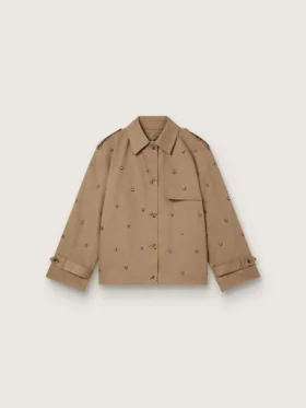 Trench oversized pentru femei cu cristale