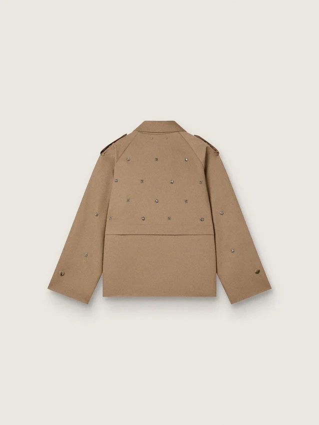 Trench oversized pentru femei cu cristale