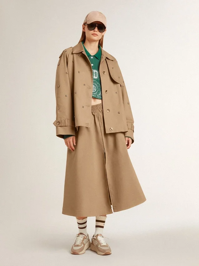 Trench oversized pentru femei cu cristale