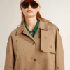Trench oversized pentru femei cu cristale