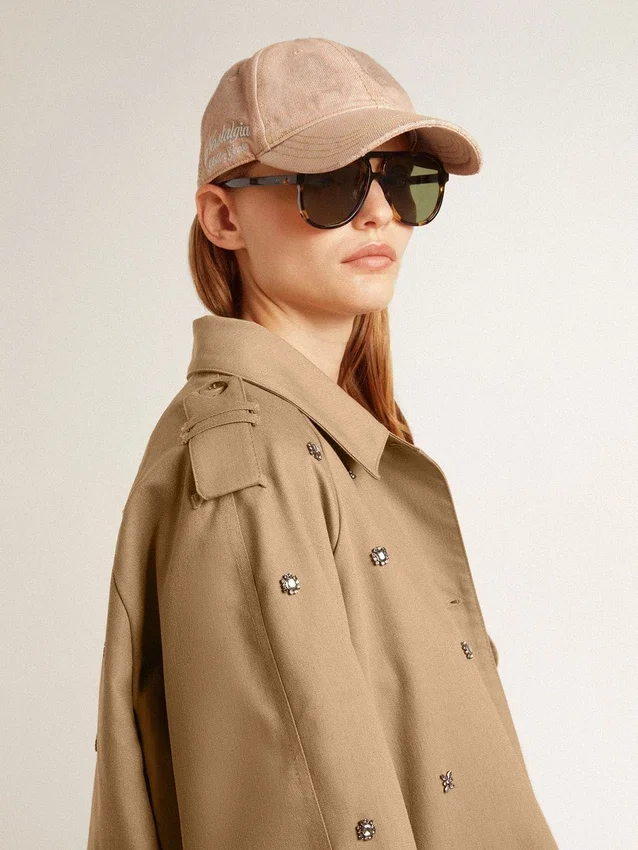 Trench oversized pentru femei cu cristale