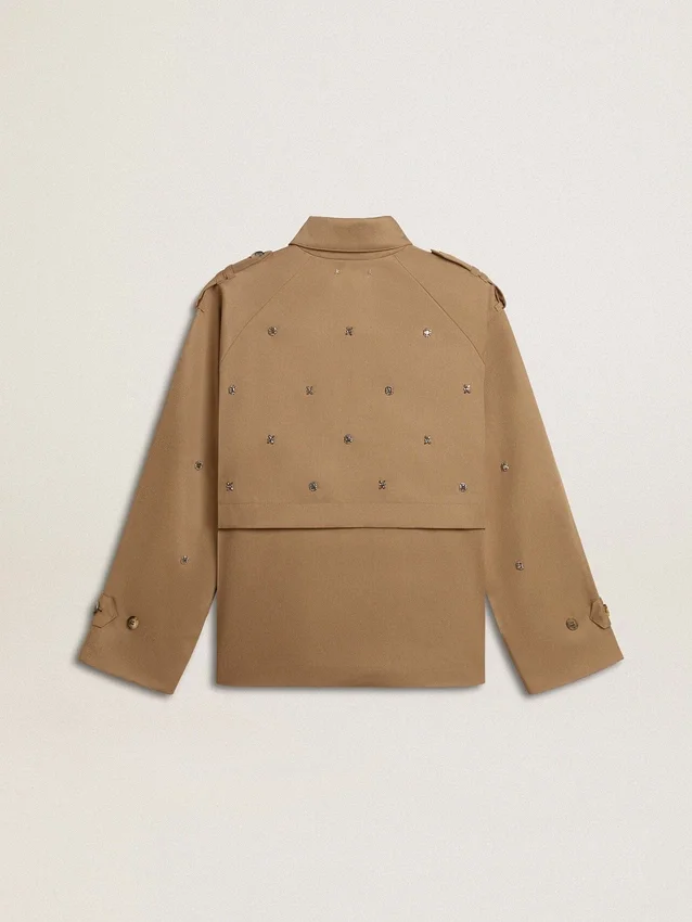 Trench oversized pentru femei cu cristale
