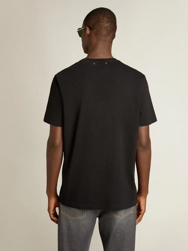 Tricou din Golden Collection, cu aspect uzat, în negru vintage