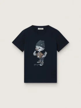 Tricou Journey pentru băieți din jersey de bumbac albastru cu imprimeu digital al mascotei