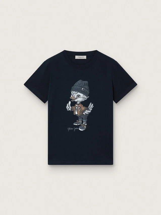 Tricou Journey pentru băieți din jersey de bumbac albastru cu imprimeu digital al mascotei