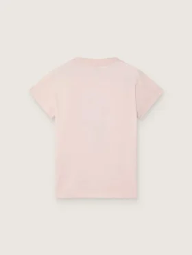 Tricou „Journey” pentru fete, din jersey de bumbac roz, cu imprimeu digital al mascotei