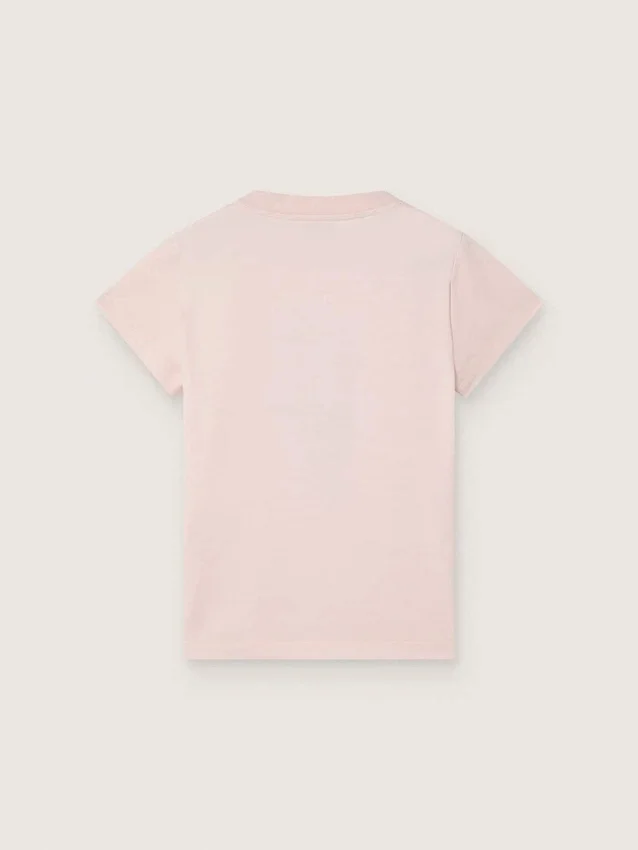 Tricou „Journey” pentru fete, din jersey de bumbac roz, cu imprimeu digital al mascotei