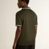 Tricou polo pentru bărbați din jersey verde militar, cu broderie