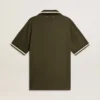Tricou polo pentru bărbați din jersey verde militar, cu broderie