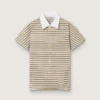 Tricou polo pentru femei din jersey cu dungi și guler în contrast