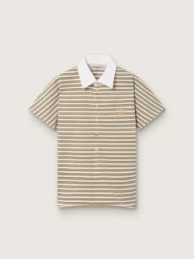 Tricou polo pentru femei din jersey cu dungi și guler în contrast