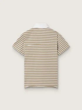 Tricou polo pentru femei din jersey cu dungi și guler în contrast